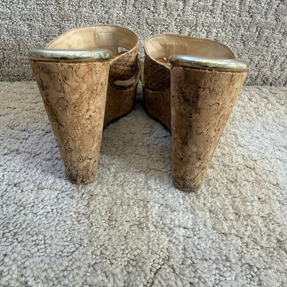 Jimmy Choo Porter Cork Wedge Sandals Size 35 (Women’s US 5) - Picture 4 of 12